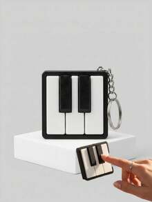 5.8cm Mini Piano Key Fidget Toy, Mechanical Switch Clicker Keychain, Desktop Stress Reliever Pocket Toy, Portable ASMR Clicky Sensory Toy For Backpack & Keys, Black & White - Multicolor - View 2
