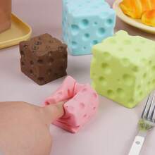 1pc 2026 New Slow Rebound Realistic Cheese Bread Squeeze Toy, Soft & Sticky Cheese Block Stress Relief Toy, Silicone Highly Attractive Animal Cream Mud, Thick Hand Feel, Daily Stress Relief & Boredom Relief, Perfect Party Favor, Anti-Stress Toy, Desk Decor, Birthday Gift, Easter Gift, Perfect Gift - Multicolor - View 2