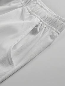Men's Relaxed Fit Straight Leg Joggers, Drawstring Waist Lounge Sweatpants, Breathable Summer Beach Pants - White - View 5