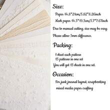 5pcs Mixed White Textured Mesh Paper, Suitable For DIY Junk Journal, Planner, Scrapbooking, Mixed Media Art, Back To School Season And More. - White - View 4