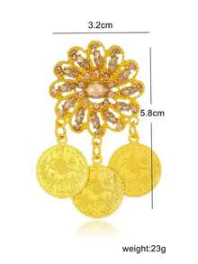 Broche Vintage de Flor con Strass y Moneda, Alfiler para Abaya de Oriente Medio - Dorado - Ver 6