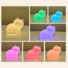 GLOOPRO Children's Cat Night Light, 7 RGB Cyclic Colors, 3-Level Adjustable Soft Lighting, 30 Minute Timer, USB Rechargeable, Suitable For Boys And Girls To Sleep In, Children's Room Decoration Gift - Seven-color Kitten Night Light - View 8