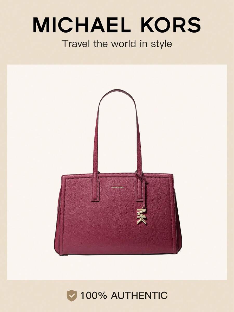 Michael Kors MK Laila 中號女款皮革托特包,休閒單肩包,經典通勤手提包,適合購物與旅行 - 玫瑰紅 - 查看 1