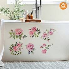 1 buah Stiker Bak Mandi Perekat Motif Bunga Mawar, Stiker Dekorasi Rumah Kreatif yang Mudah Ditempel dan Dilepas, Cocok untuk Dekorasi Wastafel dan Bak Mandi, Stiker Dinding Tahan Air, Dekorasi Kamar Mandi yang Modis - Gaya 1 - View 3