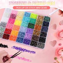 42 Colors Jelly Resin Flat Back Rhinestone Set, Includes Glue, Tweezers, Rhinestone Pen, Spoon And Multi-Color Rhinestones, Suitable For DIY Handmade Crafts, Diamond Painting, Shiny Art Decoration, Phone Cases And Other Rhinestone DIY Application - Resin Diamonds - View 2