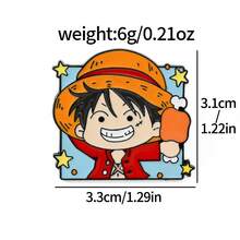 1/10入《One Piece》可愛Q版草帽一伙琺瑯領章針，路飛、索隆、娜美、喬巴金屬胸針徽章，背包夾克裝飾粉絲禮物 - 彩色 - 查看 8