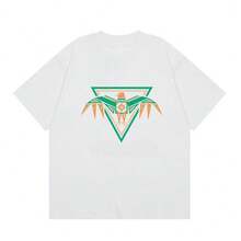 Tropical Palm Tennis Club Graphic Tee, Triangle Vintage Landscape Print Crew Neck Loose Fit Cotton T-Shirt - C78 Black - View 2
