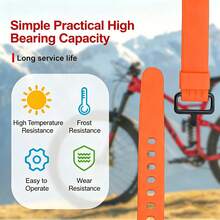 Practical Adjustable Durable Buckle Strong Tie, Rubber Multi-Function Quick Release Luggage Cargo Fastener Storage Ring Rope Tension Strap, Suitable For Camping Yoga Mat Hose Bicycle Hose, Orange - Multicolor - View 4