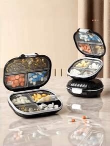 1/2 Pack 7-Compartment Large Capacity Pill Box, Airtight Vitamin Supplement Organizer, Home Travel Daily Pill Container - Multicolor - View 10
