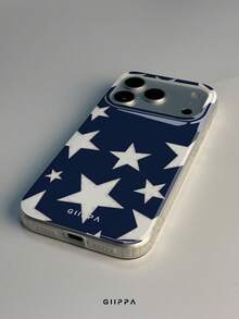 GIIPPA 1pc Blue Background With White Star Pattern Design, Phone 17 Pro Max Phone Case, Compatible With Phone 16 Pro Max, 15 Pro Max, 14 Pro Max, Korean-Style High-End Fashionable And Fun Phone Case, Suitable For 11/12/13/14/15/16 Pro Max Plus, Elegant Design For Men And Women, Perfect Gift For Girlfriend On Christmas, Valentine's Day, Easter, Wedding Season And Birthday! - Multicolor - View 4