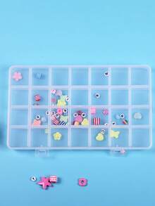 1pc 28-Grid Rectangular Plastic Jewelry Box, Multi-Compartment Storage Container, Earrings Beads Craft Organizer Display Case, Portable Jewelry Storage Solution For Women Girls Accessories Organization - Multicolor - View 6