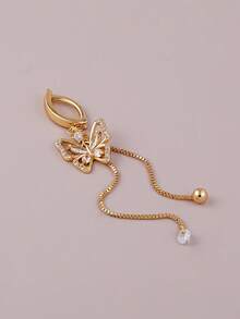 1pc Sexy Fashion Cubic Zirconia Butterfly Belly Button Ring, Suitable For Women's Daily Wear, Dating, Beach Vacation, Party - Yellow Gold - View 6