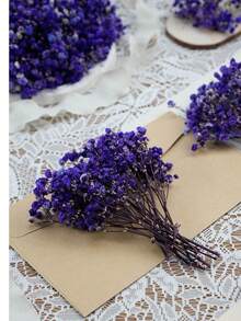 25/52/102/298 Pcs, Artificial White Mini Baby's Breath Gypsophila Ivory Flowers For Vase, Wedding, Home, Office, Party, Garden, Card Making, DIY Decoration - Deep Purple Baby's Breath - View 2