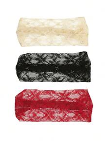 1pc Women's Wide Lace Headband, French Vintage Floral Print Hair Accessory, Versatile For Daily/Date/Vacation - Multicolor - View 17