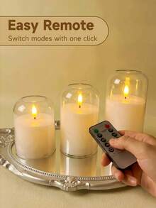 3 piezas de velas LED transparentes sin llama, lámparas portavelas con temporizador y control remoto, velas electrónicas de deseo alimentadas por batería para boda, mesa de comedor, Halloween, Navidad, Día de San Valentín, decoración de escritorio y decoración festiva - Blanco - Ver 2