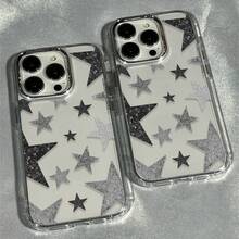 Funda para Teléfono - 1 pieza, diseño moderno de estrella brillante, marco de metal, funda transparente compatible con iPhone 17 16 15 14 13 12 11 Pro Max Air X XS XR - Color mixto 1 - Ver 1