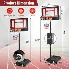 Portable Basketball Hoop, Basketball Goal With 4.3 FT-8.2 FT Adjustable Height - Blue+Black - View 4