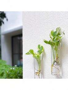 (附掛鉤) 壁掛式圓柱形玻璃植物容器－水培植物繁殖用，居家辦公室花園裝飾、婚禮裝飾 - 小圓管花瓶 - 查看 4