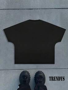 Camiseta de Manga Corta Estilo-Hop Oscuro con Estampado Urbano para Hombres - Negro - Ver 2