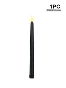 1/2/3/6/12/24入 黑色萬聖節無焰長錐形蠟燭 電池供電 LED 暖光閃爍蠟燭，適用萬聖節派對、聖誕裝飾、節日居家壁爐與壁爐架裝飾 - 萬聖節黑色 - 查看 10