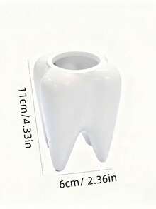 1pc White Single Tooth Shaped Pen Holder, Creative Dentist Gift Desktop Storage, Multifunctional Pen Brush Toothbrush Holder Cup, Home Office Bathroom Decor Accessory - Multicolor - View 12