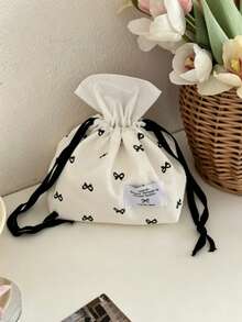 Sweet Bow Storage Bag, Portable With Large Capacity, Digital, Beauty Storage Pouch, Tissue, Multi-Functional Portable Storage Bag For Daily Outings. - Multicolor - View 8