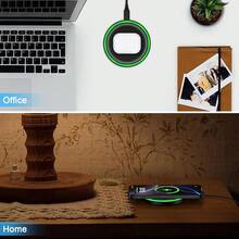 15W Mirror Wireless Charger With Built-In LED Ambient Indicator, Induction Fast Charging Technology, Stable And Efficient Charging; Compatible With IPhone 17/16/15/14/13/12 Pro, XS Max, Mini, X, XR Full Series, And Also Compatible With Samsung Mainstream Flagship Models, Compact And Portable, Suitable For Home, Office And Other Scenarios - Black - View 5