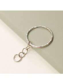 Bestseller 25MM Metal Flat Embossed Rings 50PCS Multi-Use Connector Circles DIY Key Ring Perler Bead Chain Jewelry Making Supplies - Silver - View 4