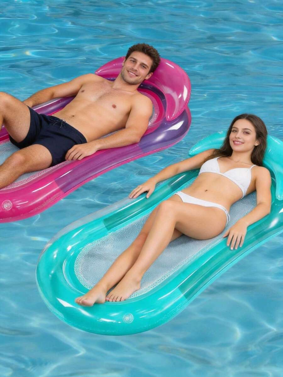 Inflatable Water Hammock Floating Bed Swim Ring Pool Mattress Sleeping Bed Beach Lounge Chair - A - View 1