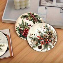 Frohe Weihnachten 2D bedrucktes Untersetzer-Set, Weihnachtsmann, Rentier, Kiefernzapfen und andere Weihnachtselemente Design, geeignet für Heimküchendekoration Zubehör, Outdoor Gartenbedarf, verschiedene Feiertagspartys, Weihnachtsgeschenke - PET-Untersetzer - 1858 - Übersicht 8