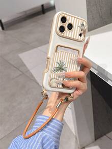 1 قطعة غطاء هاتف واقي من مادة TPU بتصميم عصري مخصص وشاشة كاملة بنقشة خطوط وأشجار جوز الهند وجوز الهند ونجم البحر والأصداف، مع حامل بطاقات وحبل تعليق، مضاد للسقوط، يمكن استخدامه كهدية عطلة للآخرين، متوافق مع هواتف Apple 11/12/13/14/14plus/15/15plus/16/16plus/17/17pro وموديلات أخرى - متعدد الألوان - مشاهدة 6