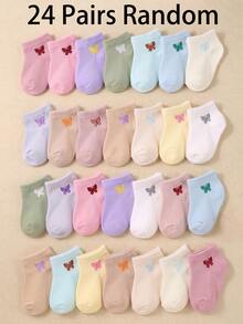 6/12/24 Pairs Soft Breathable High Elastic Candy Color Butterfly Jacquard Baby Socks, Toddler Girls Walking Socks/Sports Socks, Comfortable For Daily Wear Without Tightness, Suitable For 0-36 Months Babies, Autumn Daily Wear And Back To School Season, Baby Socks, Girls Socks, Butterfly Pattern, Back To School Gift, Newborn Essentials - Multicolor - View 15
