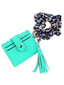 Wristlet Wallets For Women, Keychain RFID Blocking Credit Card Holder, Small Girly Wallet With Bracelet, Silicone Beaded Tassel Key Ring Card Holder - 2849 - View 9