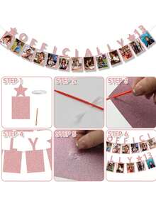 Decoraciones para fiesta de cumpleaños número 13 para niñas, pancarta de fotos de cumpleaños, pancarta de hitos de crecimiento para adolescentes, colgante de pared con cuerda y adhesivo para suministros de fiesta... - Ver 2