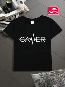 ado, Moda de dibujos animados de manga corta, Tops divertidos personalizados, Camisetas de camiseta para niños, Niños pequeños, medianos y grandes, La mejor opción para regalos de vacaciones - Negro - Ver 1