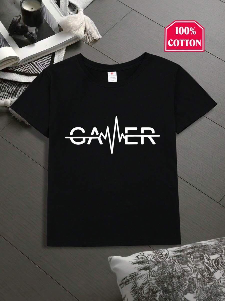 ado, Moda de dibujos animados de manga corta, Tops divertidos personalizados, Camisetas de camiseta para niños, Niños pequeños, medianos y grandes, La mejor opción para regalos de vacaciones - Negro - Ver 1