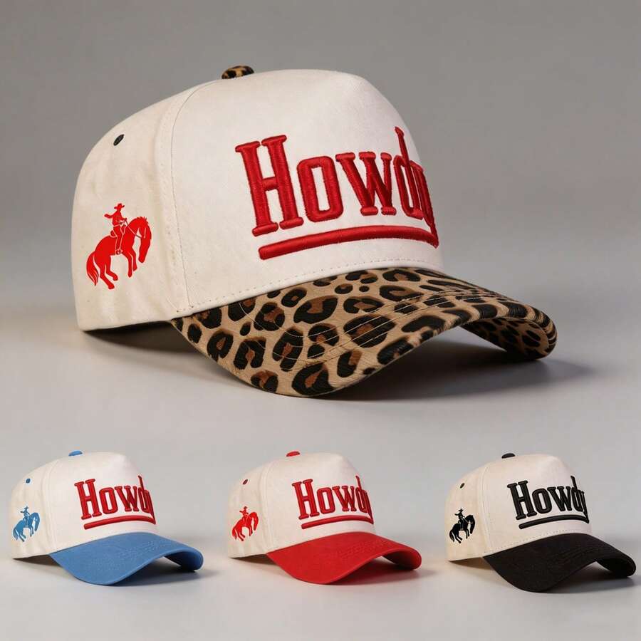 1pc Women's K2K "HOWDY" Trucker Hat, Men's Adjustable Cap, UV Protection Sun Hat, Suitable For Casual Wear, Party, Travel And Holiday Gift, Best Gift For Mom And Lover - Multicolor - View 1