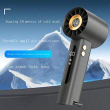 SULVGO Ventilador de mano de alta velocidad con 1800mAh, enfriamiento de verano, 100 velocidades ajustables sin escalones, LED, recargable por USB, mini soplador portátil silencioso, con brújula incorporada y gancho, ventilador de escritorio turbo, apto para uso al aire libre - Soporte de Mano - Ver 2