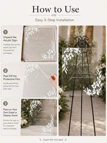 1PC Customizable Photo & Text Acrylic Wedding Welcome Sign, Exclusive Personalized Happy Forever Decorative Plaque, Suitable For Wedding Venue Decor, Wedding Decoration, Wedding Welcome Sign, Customized Wedding Crafts - Multicolor - View 4