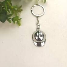 3pcs Minimalist Engineering Hat Keychain, Fashionable Personalized Alloy Simulated Safety Helmet Car Bag Pendant, Daily Wear, Holiday Gift For Friends And Family - Silver - View 4