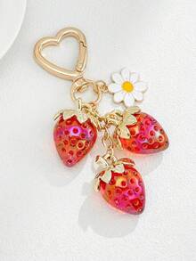 1pc Cute Strawberry Women's Keychain, Car Key Chain - Multicolor - View 2