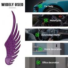 2PCS Angel Wings Car Stickers, 3D Alloy Metal Angel Hawk Eagle Wings Emblem Badge Decal, Anti-Collision Auto Body Logo Sticker, Universal Vehicle Exterior Decor Accessories - Purple - View 6