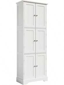Storage Cabinet With 9 Doors Narrow Floor Cabinet With Adjustable Shelves White Slim Pantry Cabinet Freestanding Multi Compartment Vertical Organizer For Kitchen Bathroom Laundry Room - White - View 9