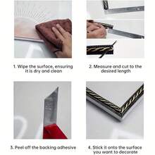 1m/3 Meters Self-Adhesive Decorative Soft Line Trim, Faux Plaster Picture Frame Border, Self-Adhesive Soft Line Ceiling Baseboard Gap Filler, 3D Molded Line Strip (12mm) - A - View 8
