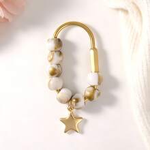 1pc Vintage Marble Acrylic Beaded Bag Charm With Star Pendant, U-Shaped Spring Gate Ring Colorful Beads Keychain, Wallet Backpack Decorative Pendant, Aesthetic Style - Multicolor - View 17