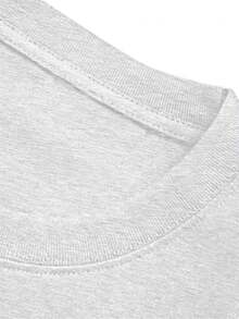 English Letter Print Heathered Short-Sleeved T-Shirt, 100% Cotton, Women's Casual Wear, Domestic Shipping. Women's Clothing, New Summer Style, Summer Clothes, Ladies, High Price, Short Sleeves, Spring Clothes, Women's Short-Sleeved T-Shirt, One Piece, Plain Design, Regular Length, Pure Cotton Fabric. - Light Grey - View 3