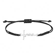 1/12/36pcs Wax Cord Braided Stainless Steel Cross Jesus Adjustable Bracelet Set, Suitable For Family, Friends, Couples As Gifts And Daily Wear - Jesus Woven Bracelet - View 14