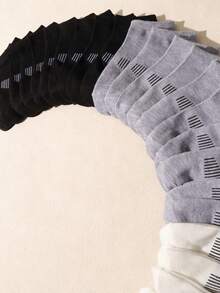 10/20 Pairs Solid Color Ankle Socks With Non-Slip Striped Heel Sports Socks - Multicolor - View 4