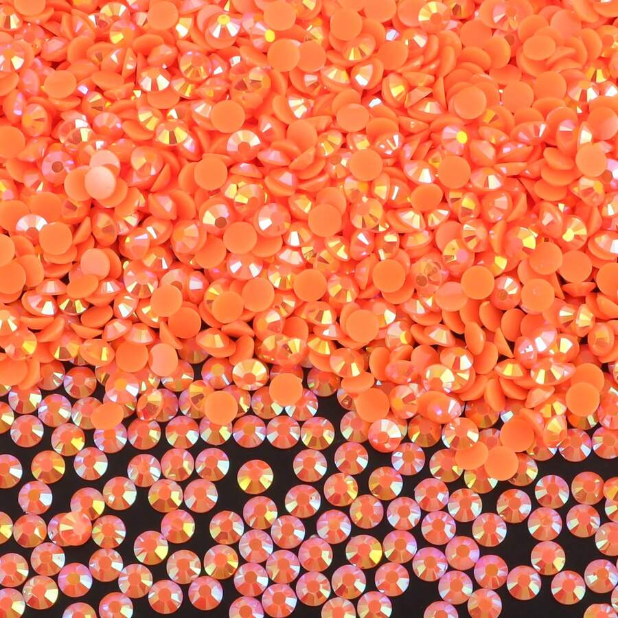 1000/500pcs Flat Back Resin Rhinestones, Yellow AB Color Flat Back Jelly Resin Rhinestones, Suitable For Cups, Bottles, Glassware, Craft Decoration, Bulk Glitter Diamond Stones - Orange Color - View 1