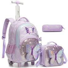 3pcs Tas Ransel Anak Perempuan dengan Tas Selempang, Tas Sekolah Beroda Motif Lucu, Tas Ransel Troli Ringan, Gaya Anak Perempuan untuk Kembali ke Sekolah - Tas koper anak-anak - View 15